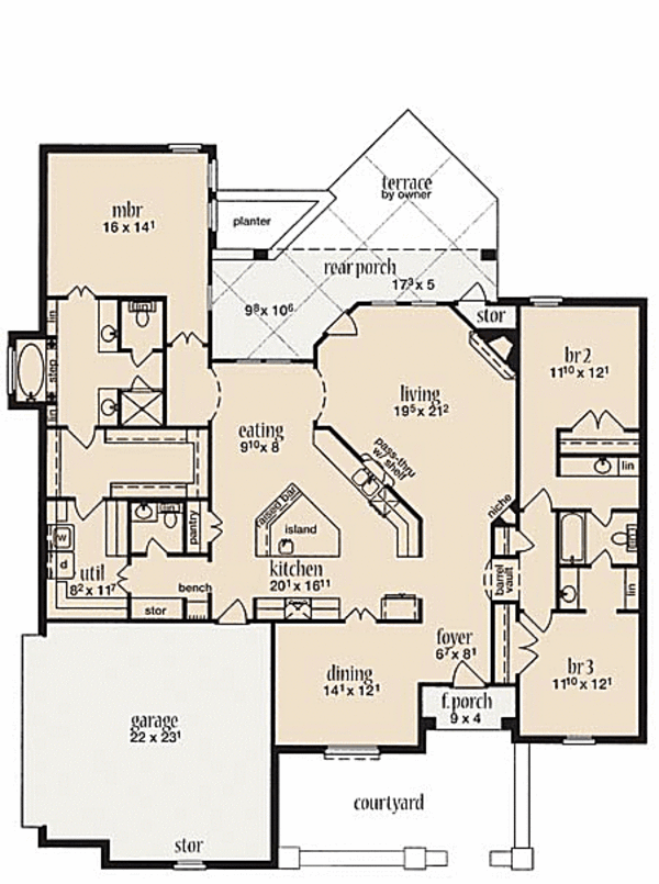 European Floor Plan - Main Floor Plan #36-493