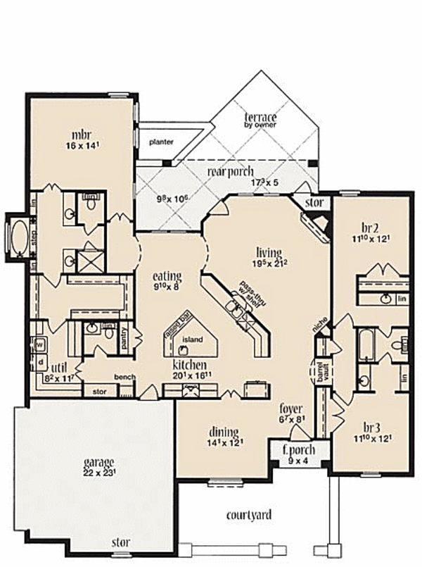 Dream House Plan - European Floor Plan - Main Floor Plan #36-493