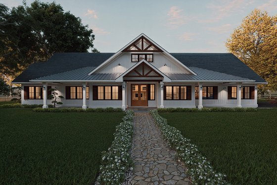 Exterior - Front Elevation 3 for Barndominium House Plan #1101-30 - 3 bed, 2.5 bath