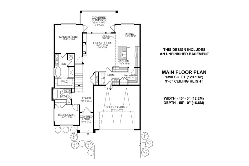 Dream House Plan - Floor Plan - Main Floor for Prairie House Plan #1100-17 - 2 bed, 2 bath