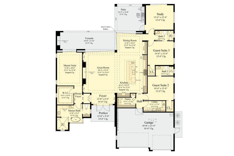House Blueprint - Floor Plan - Main Floor for Contemporary House Plan #930-533 - 3 bed, 3 bath