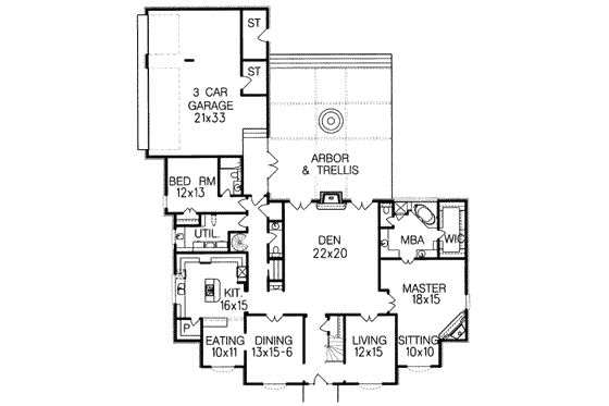 Floor Plan - Main Floor for European House Plan #15-237 - 5 bed, 4.5 bath