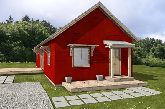 Exterior - Front Elevation 3 for Barndominium House Plan #497-55 - 2 bed, 1 bath
