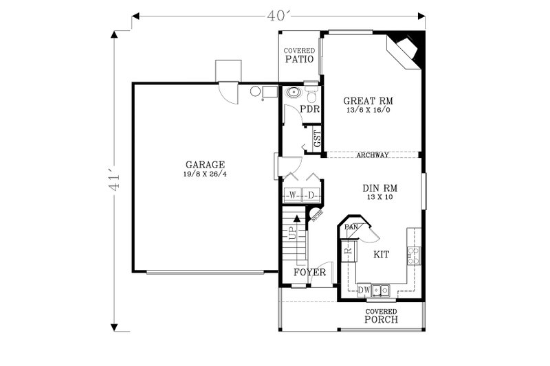 Architectural House Design - Floor Plan - Main Floor for Craftsman House Plan #53-597 - 3 bed, 2.5 bath