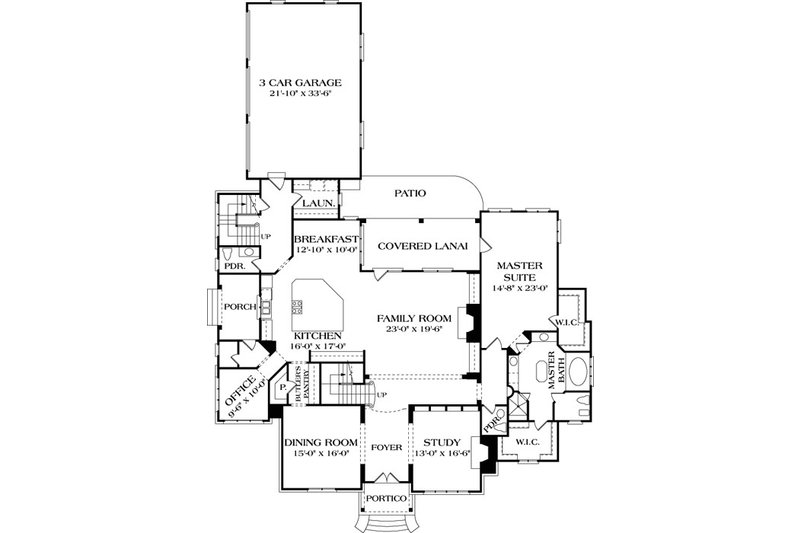 Dream House Plan - Floor Plan - Main Floor for European House Plan #453-25 - 5 bed, 5.5 bath