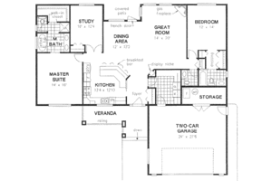 Floor Plan - Main Floor for Ranch House Plan #18-4529 - 3 bed, 3 bath