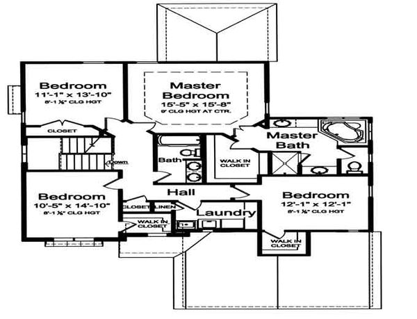 Colonial Floor Plan - Upper Floor Plan #46-499