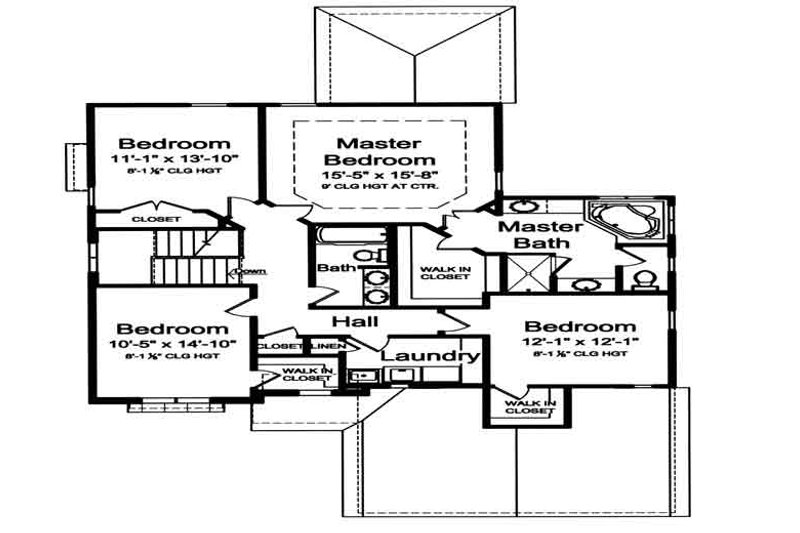 Home Plan - Floor Plan - Upper Floor for Colonial House Plan #46-499 - 3 bed, 2.5 bath