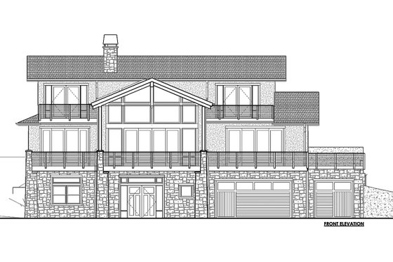 Exterior - Front Elevation 6 for Modern House Plan #1042-20 - 4 bed, 4.5 bath
