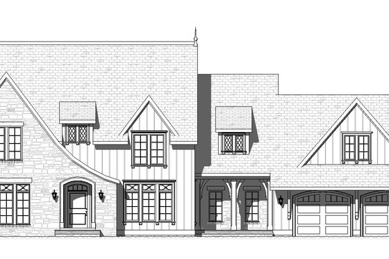 Exterior - Front Elevation 3 for European House Plan #901-143 - 3 bed, 2.5 bath