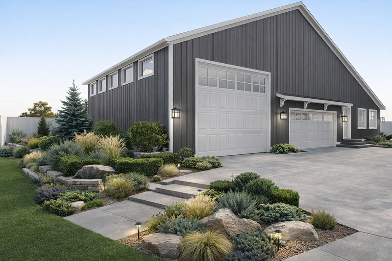 House Blueprint - Exterior - Front Elevation 3 for Barndominium House Plan #1060-473 - 2 bed, 2 bath
