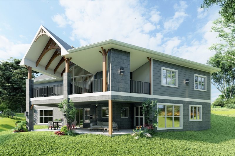 House Plan Design - Exterior - Rear Elevation for Ranch House Plan #54-420 - 3 bed, 2 bath