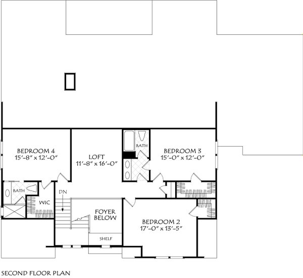 Traditional Floor Plan - Upper Floor Plan #927-1048