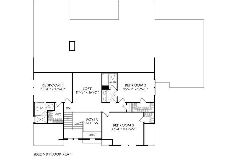 Home Plan - Floor Plan - Upper Floor for Traditional House Plan #927-1048 - 5 bed, 4 bath