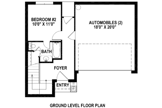 Floor Plan - Main Floor for Modern House Plan #141-262 - 2 bed, 2.5 bath