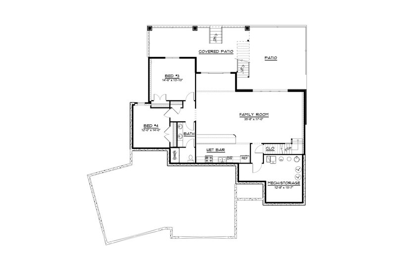 Home Plan - Floor Plan - Lower Floor for Country House Plan #1064-368 - 2 bed, 2 bath