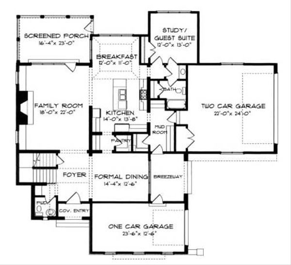 House Blueprint - European Floor Plan - Main Floor Plan #413-111