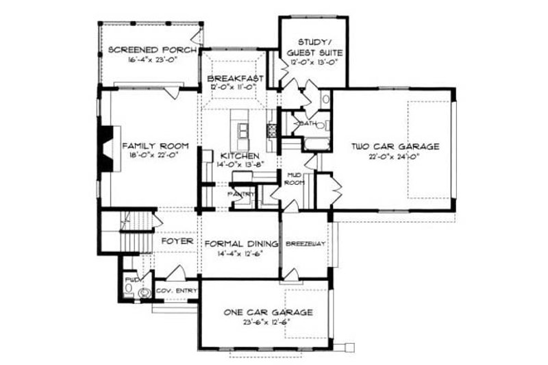 House Plan Design - Floor Plan - Main Floor for European House Plan #413-111 - 4 bed, 3.5 bath