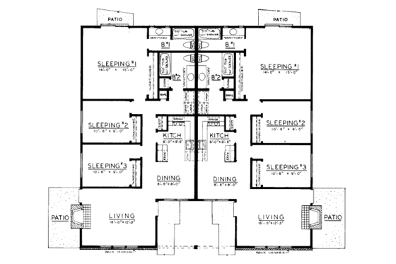 Floor Plan - Main Floor for Ranch House Plan #303-302 - 3 bed, 2 bath