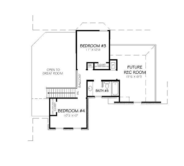 Traditional Floor Plan - Upper Floor Plan #424-64