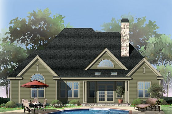Exterior - Rear Elevation 1 for Traditional House Plan #929-822 - 4 bed, 3 bath