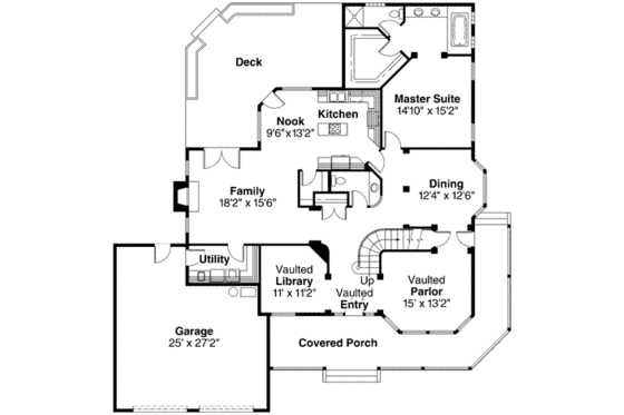 Floor Plan - Main Floor for Traditional House Plan #124-138 - 3 bed, 2.5 bath