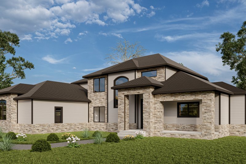 House Blueprint - Exterior - Front Elevation 3 for Contemporary House Plan #1089-30 - 4 bed, 3.5 bath