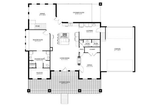 Floor Plan - Main Floor for Craftsman House Plan #1060-106 - 5 bed, 4 bath