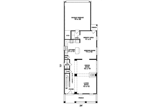 Floor Plan - Main Floor for Southern House Plan #81-446 - 3 bed, 2.5 bath