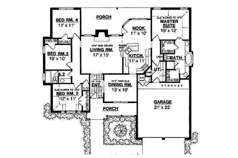 Dream House Plan - Floor Plan - Main Floor for Traditional House Plan #40-175 - 4 bed, 2 bath