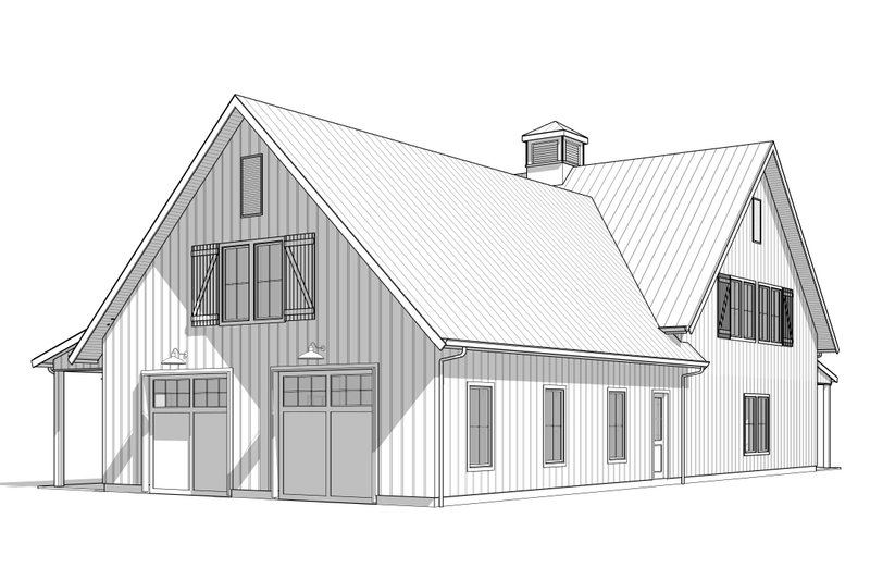 Home Plan - Exterior - Rear Elevation 1 for Barndominium House Plan #1114-56 - 4 bed, 3 bath