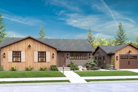 Exterior - Front Elevation 3 for Cottage House Plan #54-684 - 2 bed, 2 bath