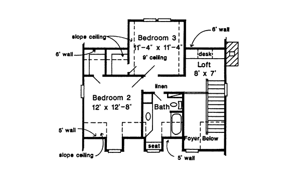 Colonial Floor Plan - Upper Floor Plan #410-225