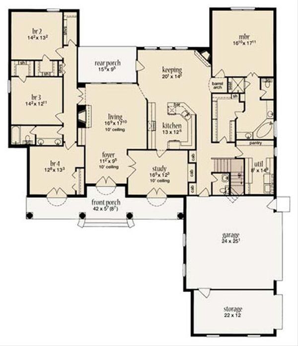 House Plan Design - European Floor Plan - Main Floor Plan #36-468