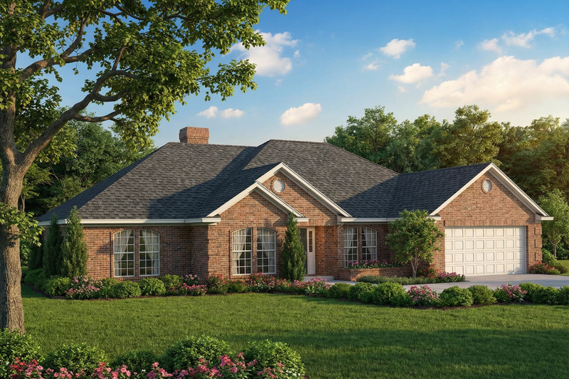 Exterior - Front Elevation 2 for Traditional House Plan #17-146 - 4 bed, 2.5 bath