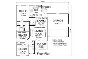 Floor Plan - Main Floor for Cottage House Plan #513-2210 - 3 bed, 2 bath
