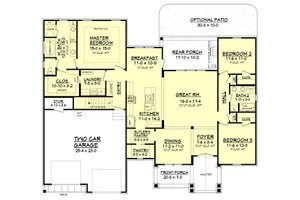 Floor Plan - Main Floor for Craftsman House Plan #430-157 - 3 bed, 2 bath
