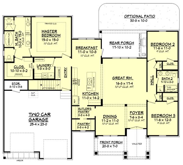 House Plan Design - Craftsman Floor Plan - Main Floor Plan #430-157