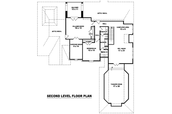 Floor Plan - Upper Floor for European House Plan #81-1294 - 4 bed, 3 bath