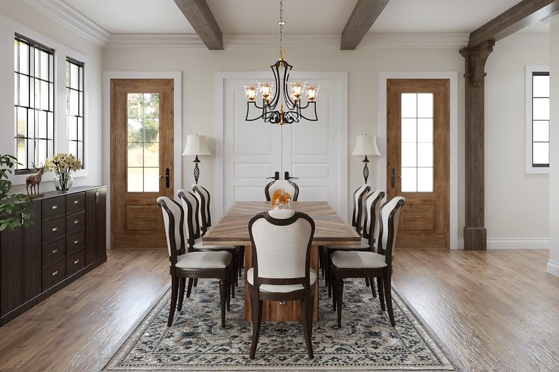 House Design - Interior - Dining Room for Farmhouse House Plan #54-570 - 4 bed, 4.5 bath