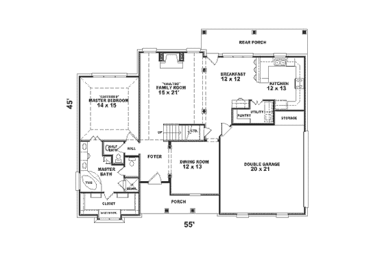 Floor Plan - Main Floor for Traditional House Plan #81-233 - 3 bed, 2.5 bath