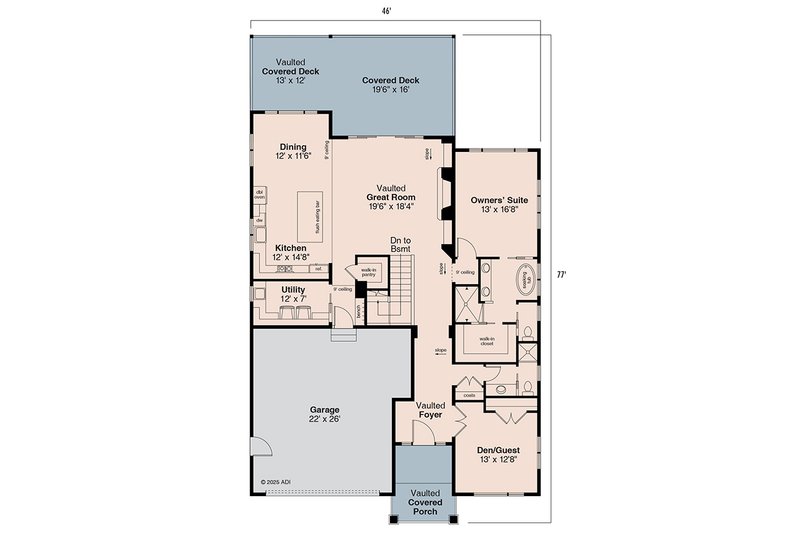 Home Plan - Floor Plan - Main Floor for Contemporary House Plan #124-1456 - 2 bed, 2 bath