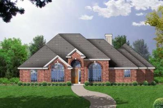 Exterior - Front Elevation for European House Plan #40-191 - 4 bed, 3 bath