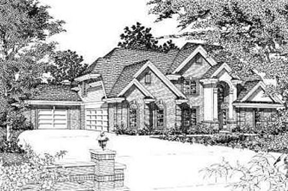 Exterior - Front Elevation for European House Plan #329-310 - 5 bed, 3 bath