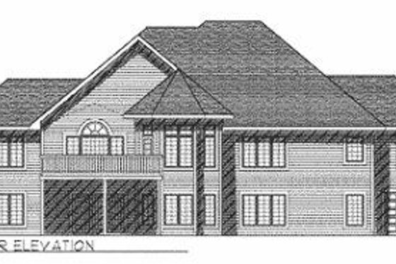 Exterior - Rear Elevation for European House Plan #70-380 - 3 bed, 3 bath