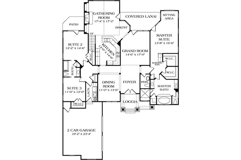 Dream House Plan - Floor Plan - Main Floor for Craftsman House Plan #453-8 - 3 bed, 2.5 bath