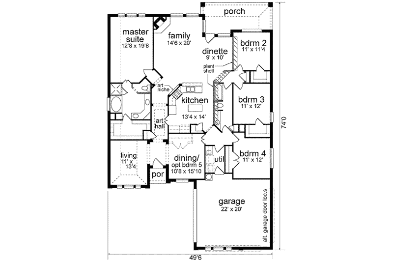 Dream House Plan - Floor Plan - Main Floor for European House Plan #84-232 - 4 bed, 2 bath