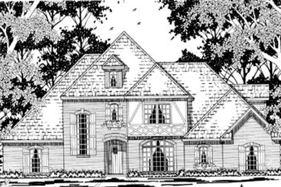 Exterior - Front Elevation for European House Plan #42-277 - 4 bed, 2.5 bath