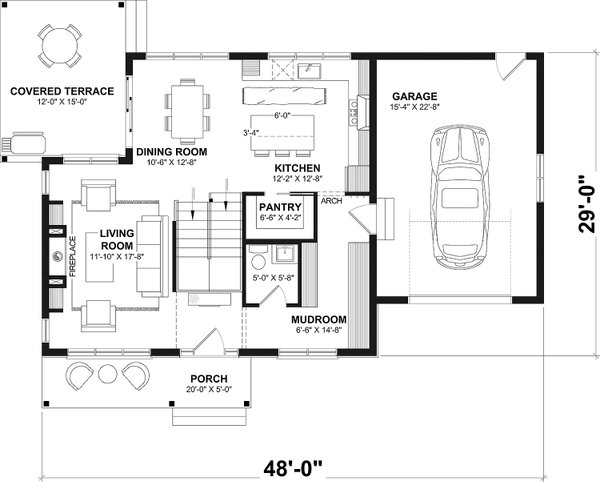 Home Plan - Floor Plan - Main Floor for Country House Plan #23-253 - 3 bed, 2.5 bath