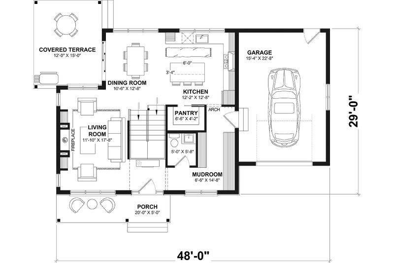 Home Plan - Floor Plan - Main Floor for Country House Plan #23-253 - 3 bed, 2.5 bath